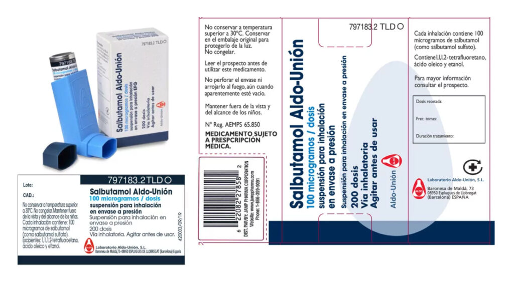 Importation de salbutamol étiqueté en espagnol